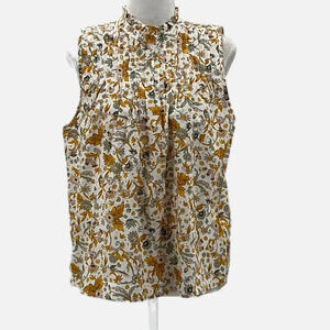 J. Crew Pintuck Cotton Poplin Top in Sunny Blooms - NEW - Size Medium